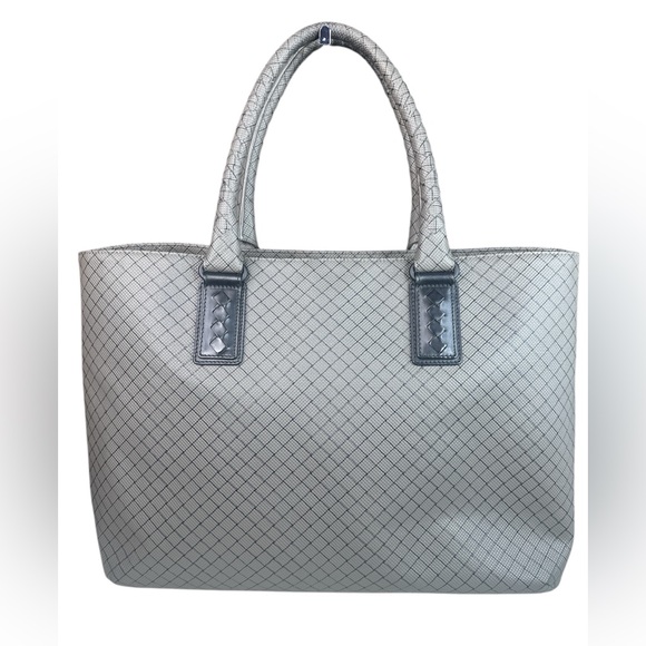 BOTTEGA VENETA MARCO POLO GREY PVC INTRECCIATO TOTE